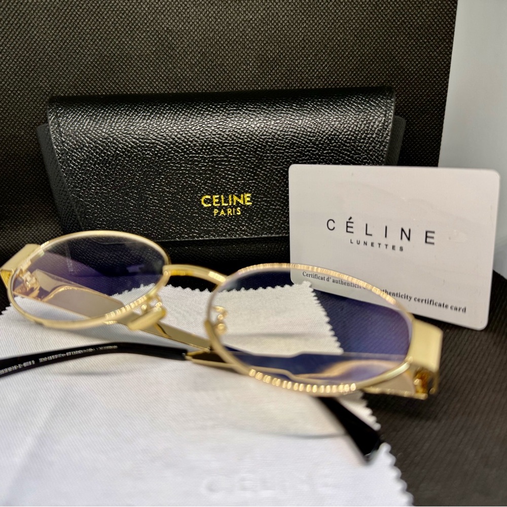 Celine Gold Rim Oval Sunglasses -